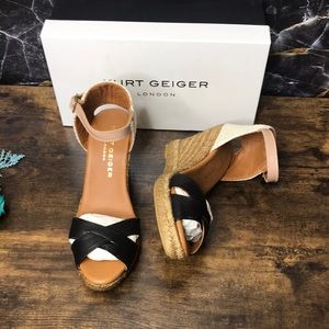 Kurt Geiger Womens Leona Leather Open Toe Espadrille Heels 8M